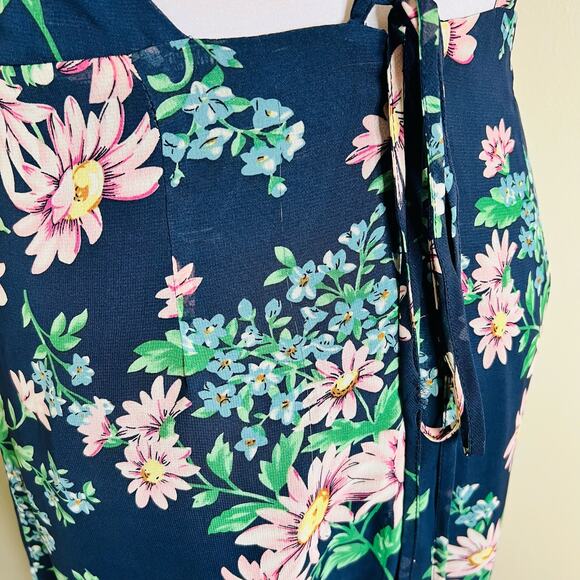 Betsey Johnson Maxi Dress 4 Blue Chiffon Flutter Sleeve Floral Open Back V-Neck - Picture 10 of 12